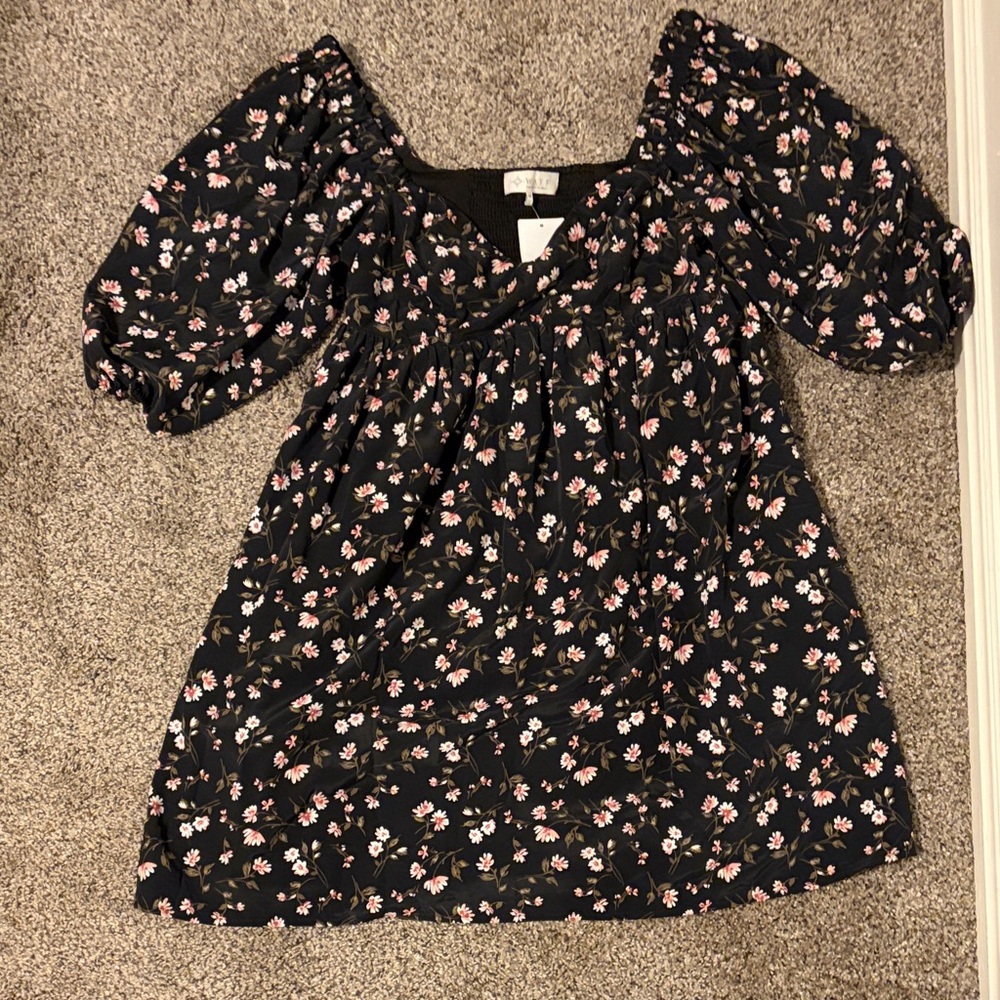 Wayf Black Floral Dress